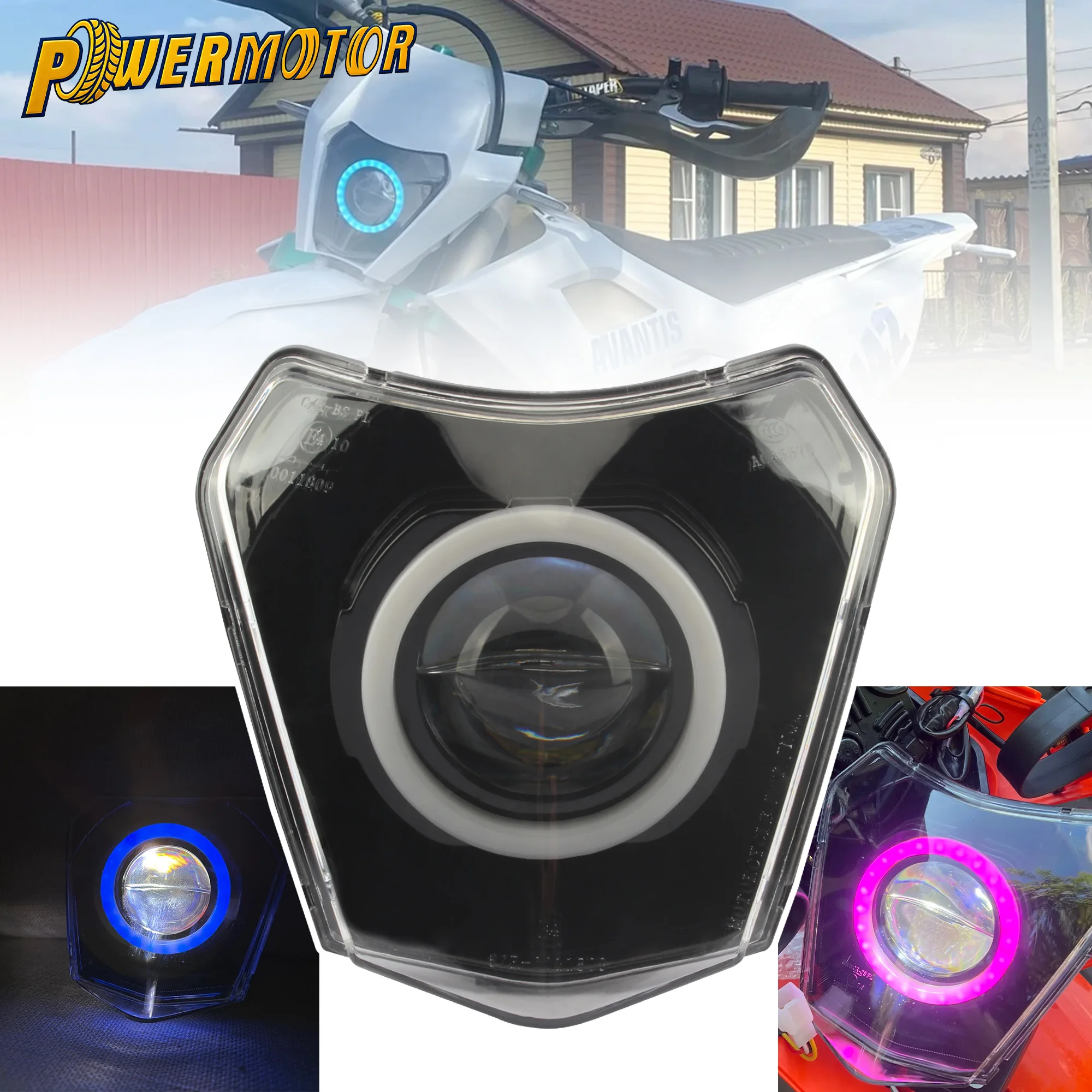 

Motorcycle LED Headlamp Angel Eye White Ring App Control Head Light For KTM Husqvarna GASGAS Dirt Bike Enduro Motocross Modified