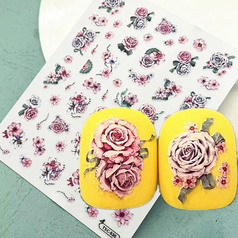 Nieuwste Pioen Bloemontwerp 3d Zelfklevende Sticker Schuifregelaar Diy Decoraties Gereedschap Nail Art Sticker Tsc 528