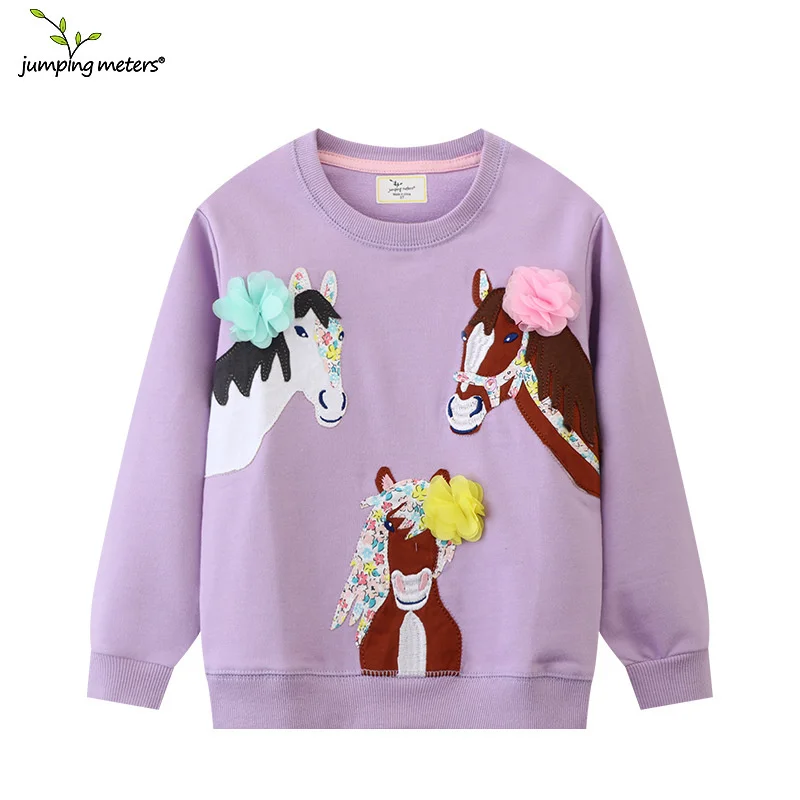 Jumping Meters New Arrival Unicorn Embroidery Fairy Tale Autumn Spring Children's Sweatshirts Toddler Kids Sport Hooded Costume