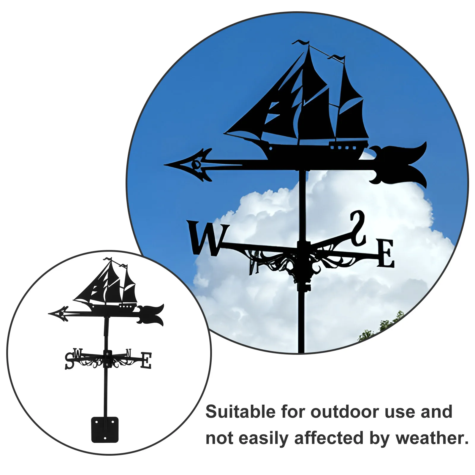 Wind Direction Indicator Iron Weather Vane For Garden Lawn Outdoor Decorative Yard Metal Stake Ground Insert Decoration