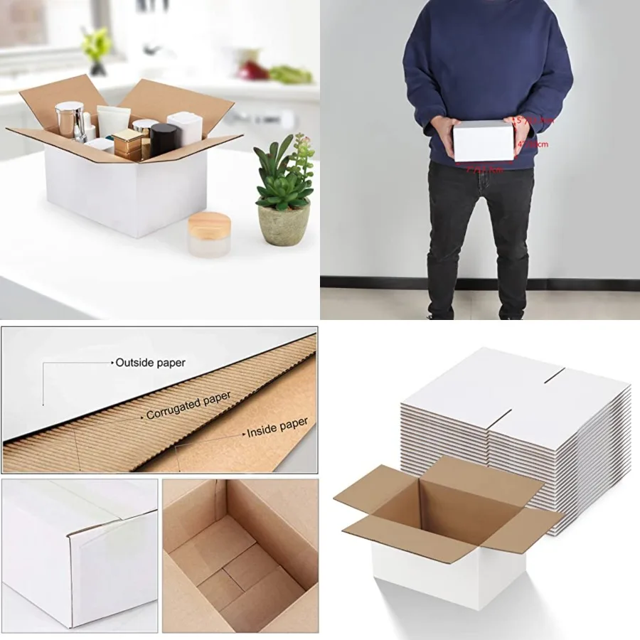 

Inch Shipping Boxes of, White Cardboard Corrugated Box for Mailing Packing and Storage