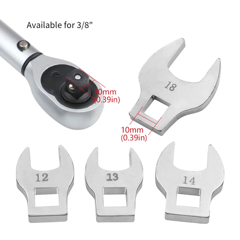 Tight Space Solution Eight Piece Drive Crowfoot Wrench Set in Essential Metric Measurements from Ten to Nineteen mm