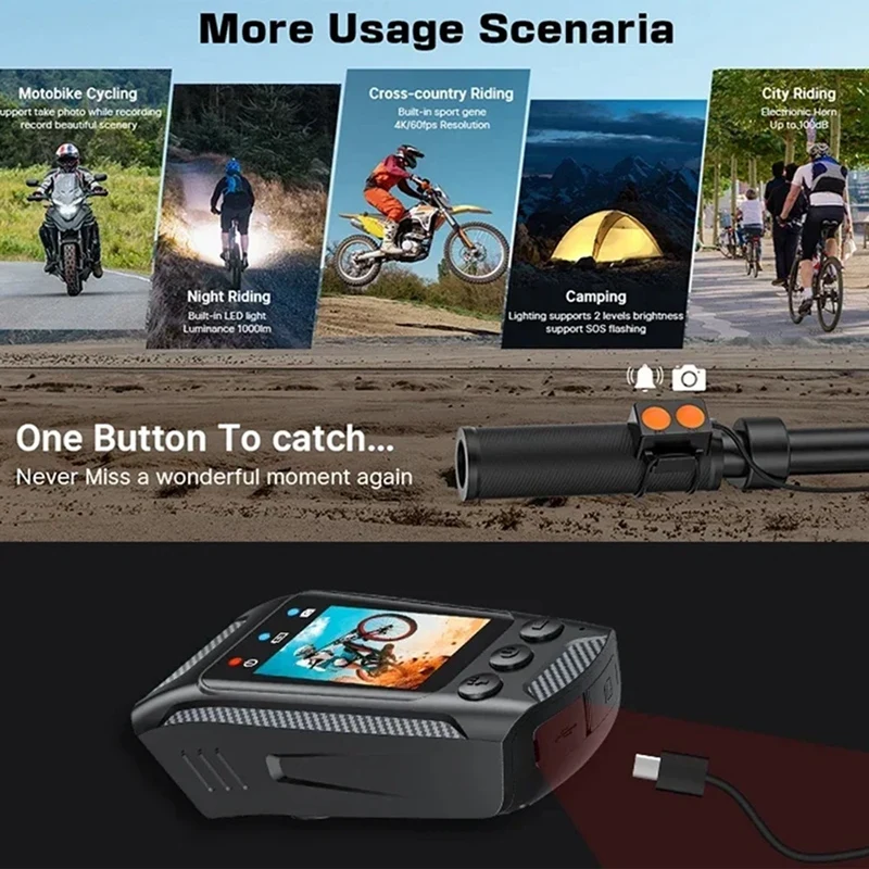 3 In 1 Multifunctional Sports DV Dash Cam Motorcycle Riding Camera With Lighted Speaker 1Set