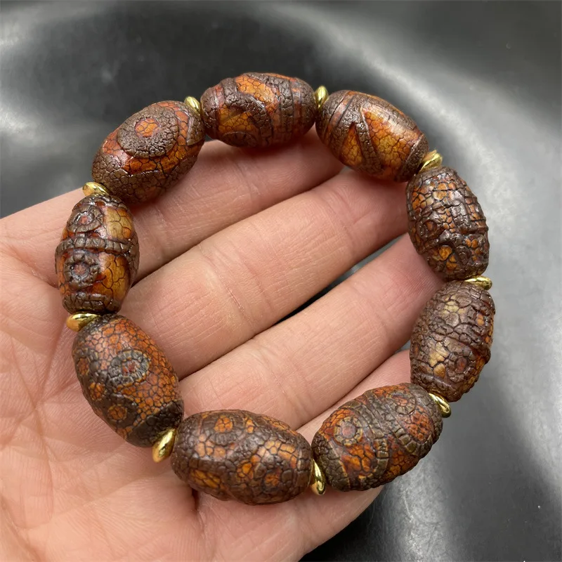 Tibetan Weathering Dzi Bracelet One to Nine Eyes Old Agate