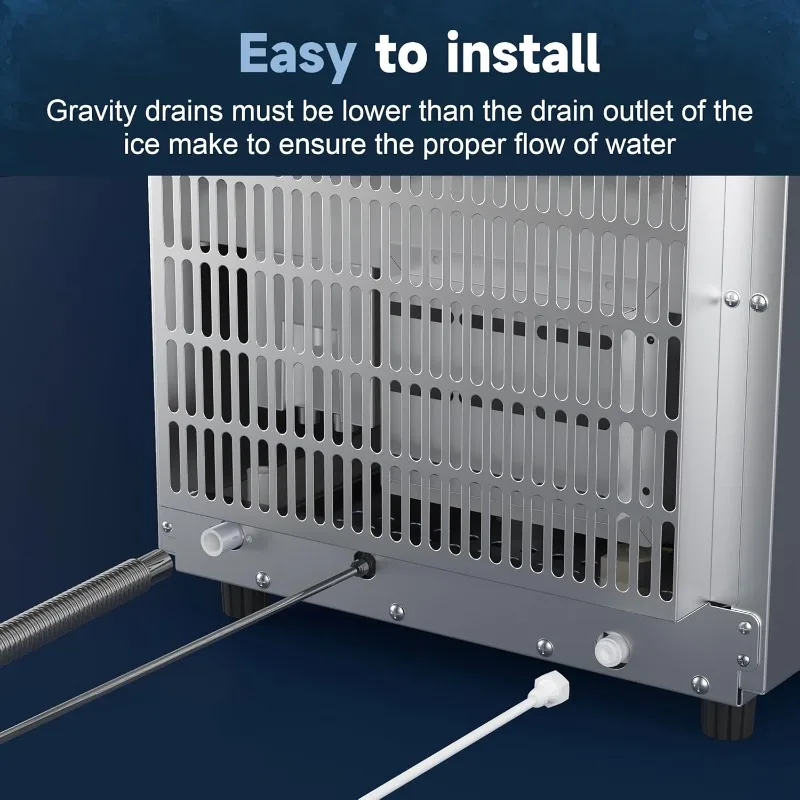 Under Counter Ice Maker Machine, Stainless Steel Built-in Freestanding Ice Maker for Commercial & Home Use, 80 Lbs/Day