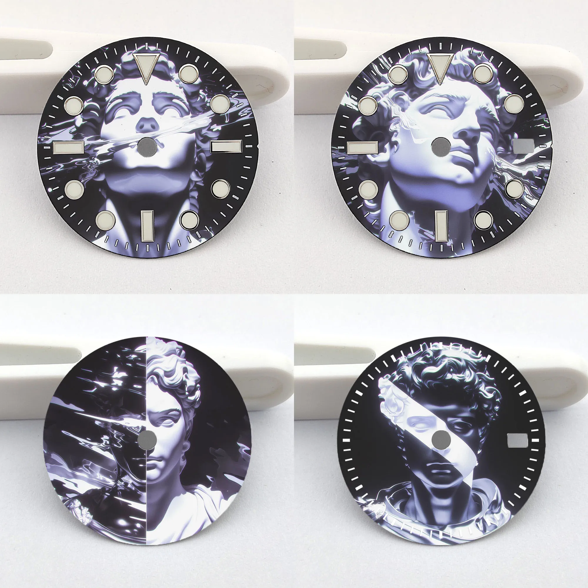 28.5mm dial Can DIY dial Green luminous NH35 watch dial for men's Watch accessories Suitable for NH35 Movement Creative dial