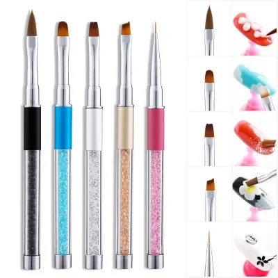 20pcs  Nail Art Rhinestone Acrylic Handle Carving Nails UV Gel Painting Brush Lines Liner DIY Design Drawing Pen Manicure Tool