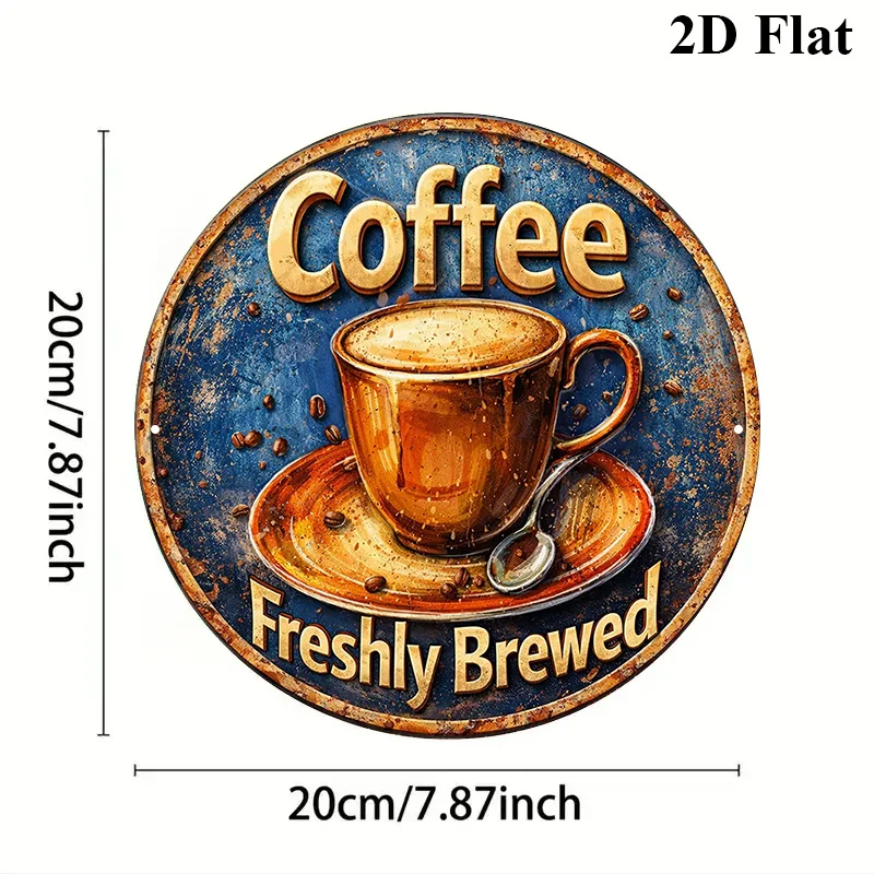 1pc Round Aluminum Sign Featuring a Vintage Decoration About 'Freshly Brewed Coffee', Perfect for Decorating Kitchens, Restauran