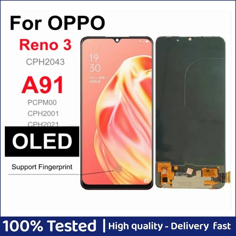 

6.4" OLED For OPPO A91 CPH-2021 PCPM0 LCD Display Touch Screen Digitizer Assembly for oppo reno 3 CPH2043 lcd