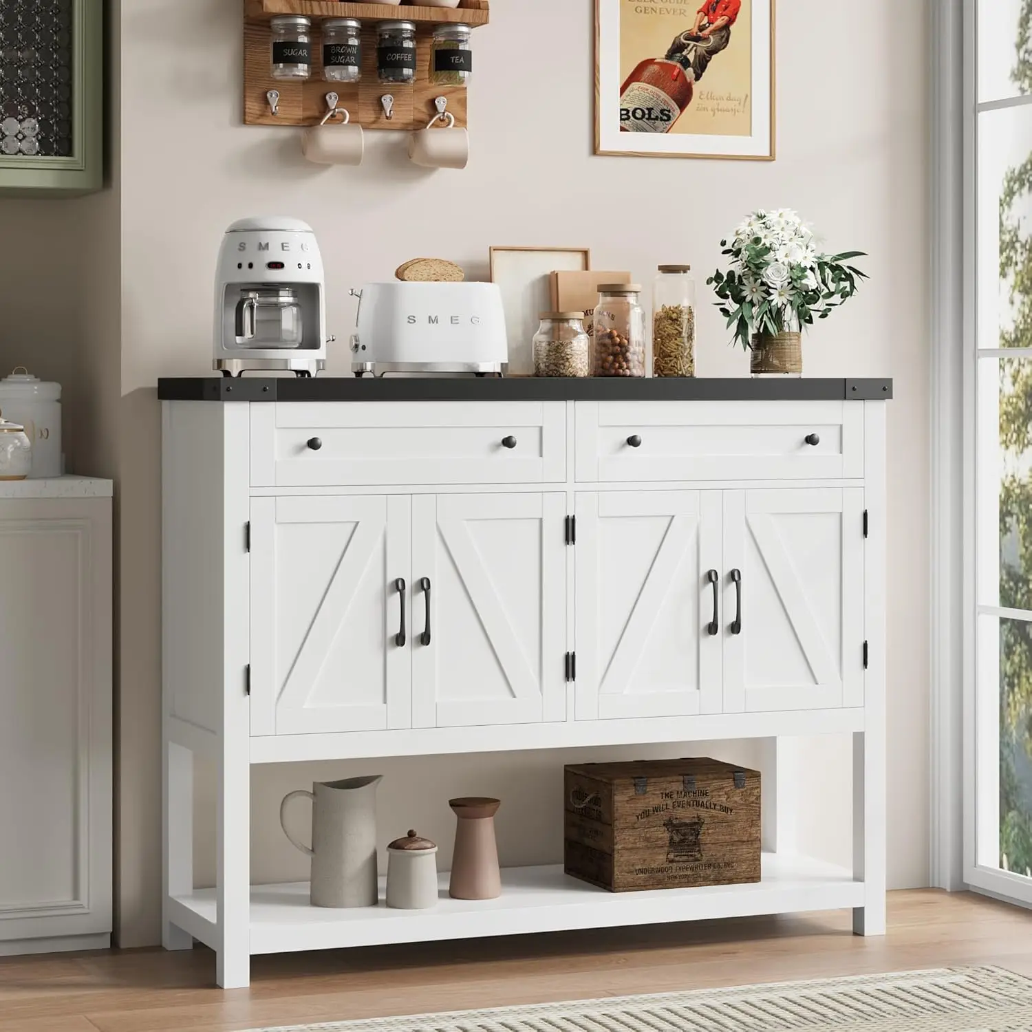 Buffet Sideboard Cabinet with Storage, 47.2