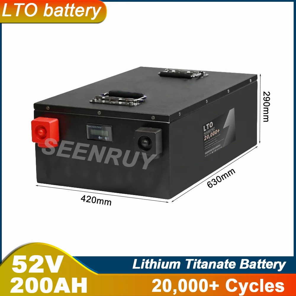 52V 200Ah LTO With Charger 50A 100A 150A 200A 250A Lithium Titanate Battery For Wind Power Station Energy Storage Home Solar