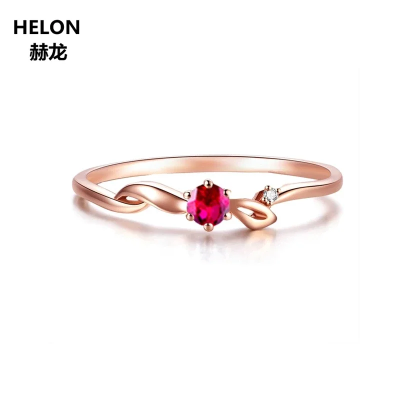 

Solid 14k Rose Gold Natural Ruby Diamonds Women Ring Engagement Wedding Band Valentine's day Birthday Party Fine Jewelry Gift