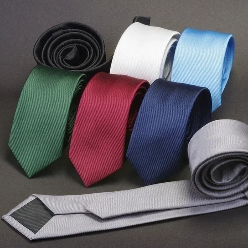 Men Solid Color Narrow Edition Smooth Tie for Men's New Product Formal Polyester Casual Hand Tie Wedding Suits Creative Gifts