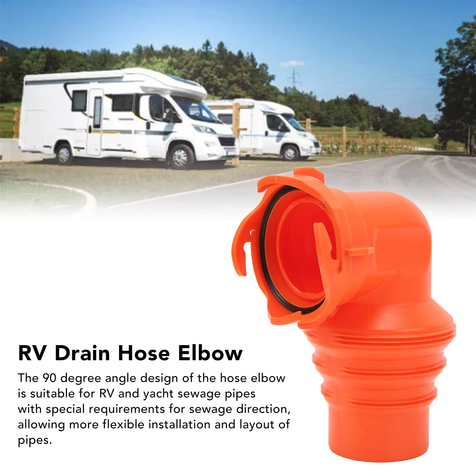 Kolanko węża spustowego RV Kolanko węża kanalizacyjnego RV z pokrywą Łatwa instalacja Złącze węża kanalizacyjnego do jachtu RV Kolanko węża kanalizacyjnego