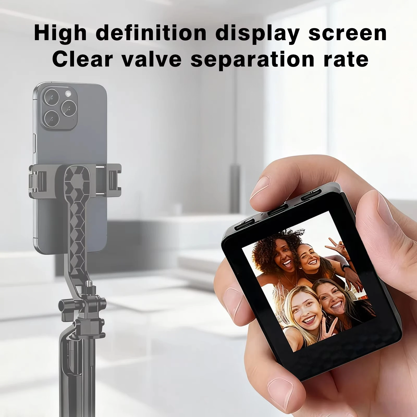Vlog Selfie Monitor Screen with Watch Style Remote Control Portable Selfie Screen for iPhone Android Mobile Phone