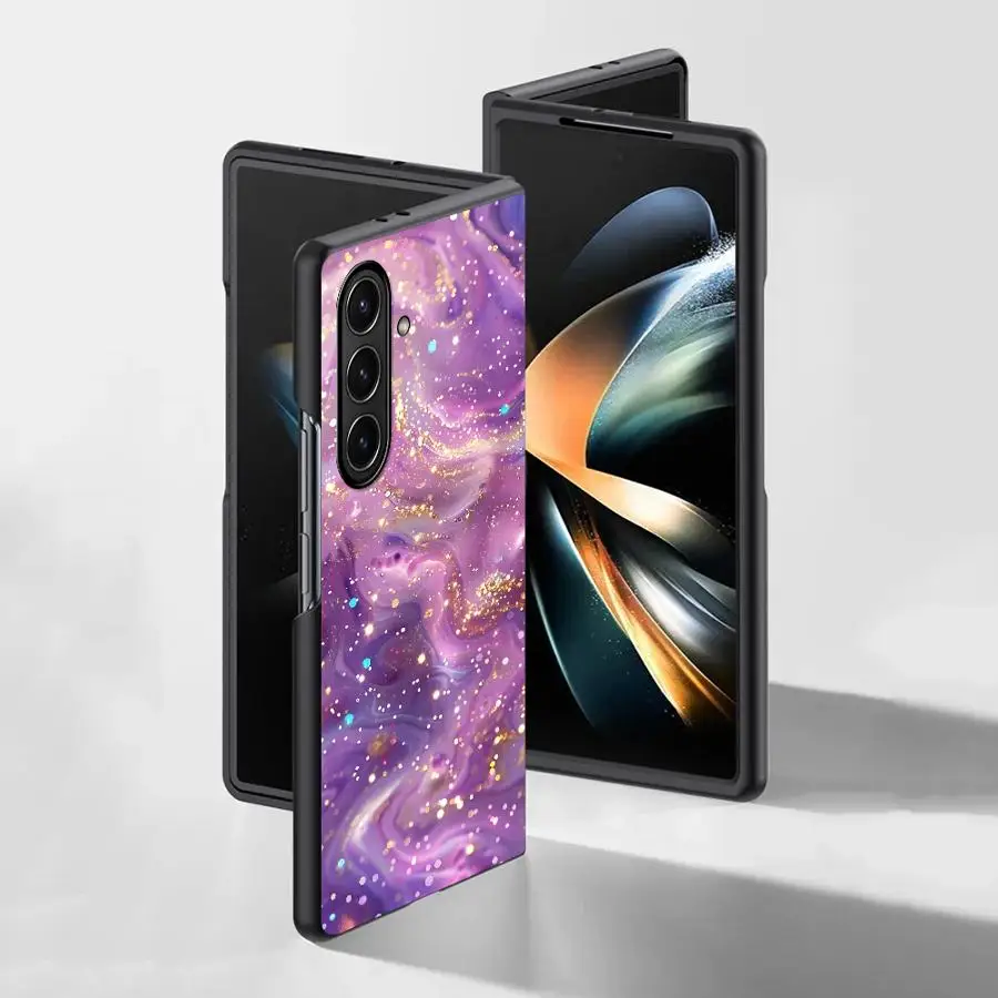 Purple Colorful Pattern Case for Samsung Galaxy ZFold5 Z Fold 7 6 5 4 3 ZFold6 ZFold7 ZFold3 ZFold4 Back Phone Cover