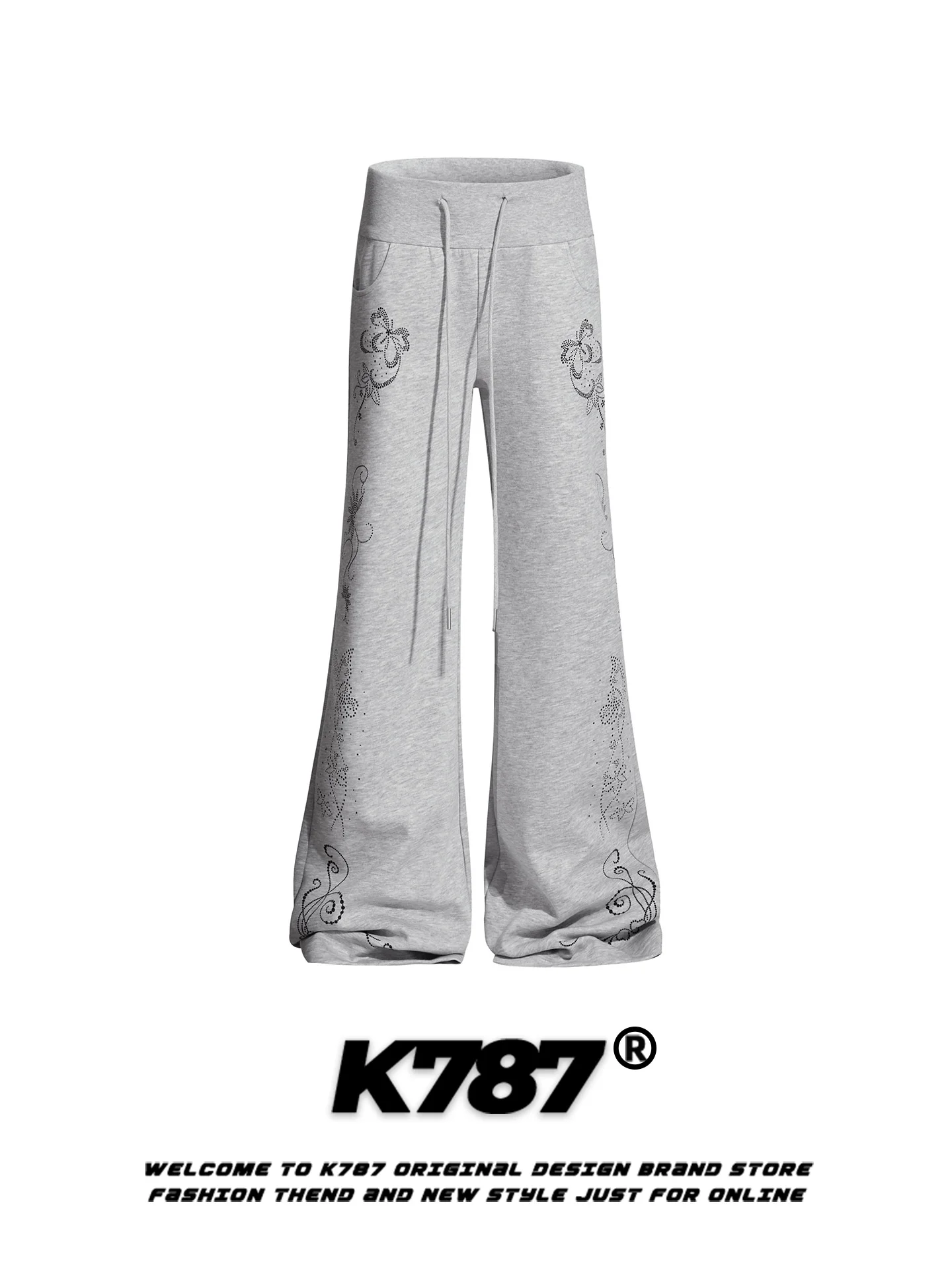 

Женские повседневные брюки K787 в американском ретро-стиле с цветочным принтом, свободные, струящиеся, в пол, широкие штанины