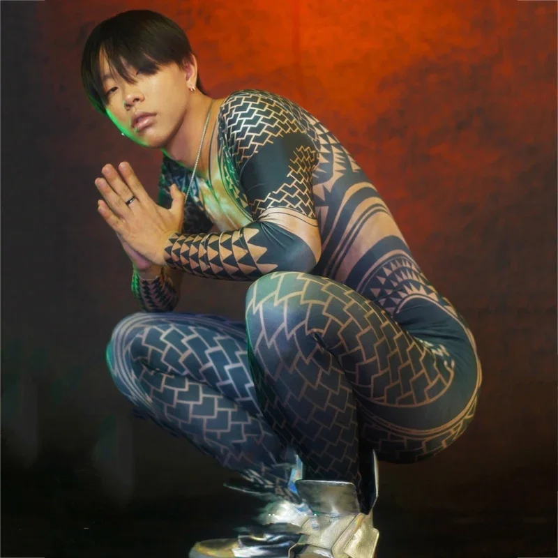 ハロウィンゴーゴー衣装メンズ偽露出腹筋男ジャンプスーツポールダンス服絶賛衣装ステージダンサー着用 XS3015