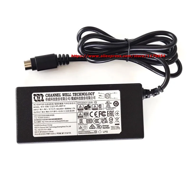 حقيقي KPL-060F-VI 12V 5A 60W CWT AC محول ل CWT Hikviison DS7208HUHI-K2 DS-6716HUHI-K WH-D5216 7816HW 7808HW شاحن