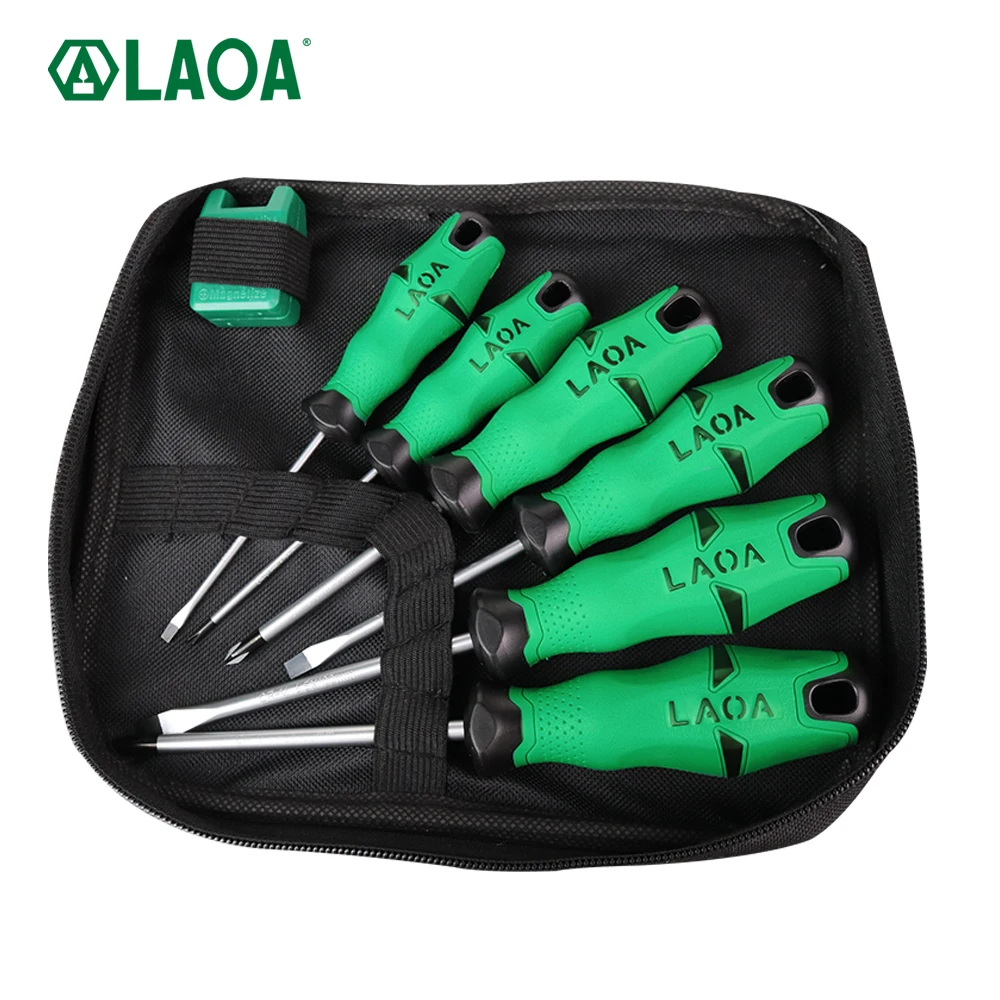 LAOA 6PCS/9PCS Screwdrivers Set Cr- V Screw Driver Slotted and Phillips Screwdrivers Hand Tools Kit