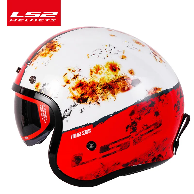 Retro Vintage LS2 OF599 Spitfire 3/4 Open Face Jet Motorcycle Helmet ECE DOT Casco Moto Capacete Anti-Fog Urban Commuter Unisex