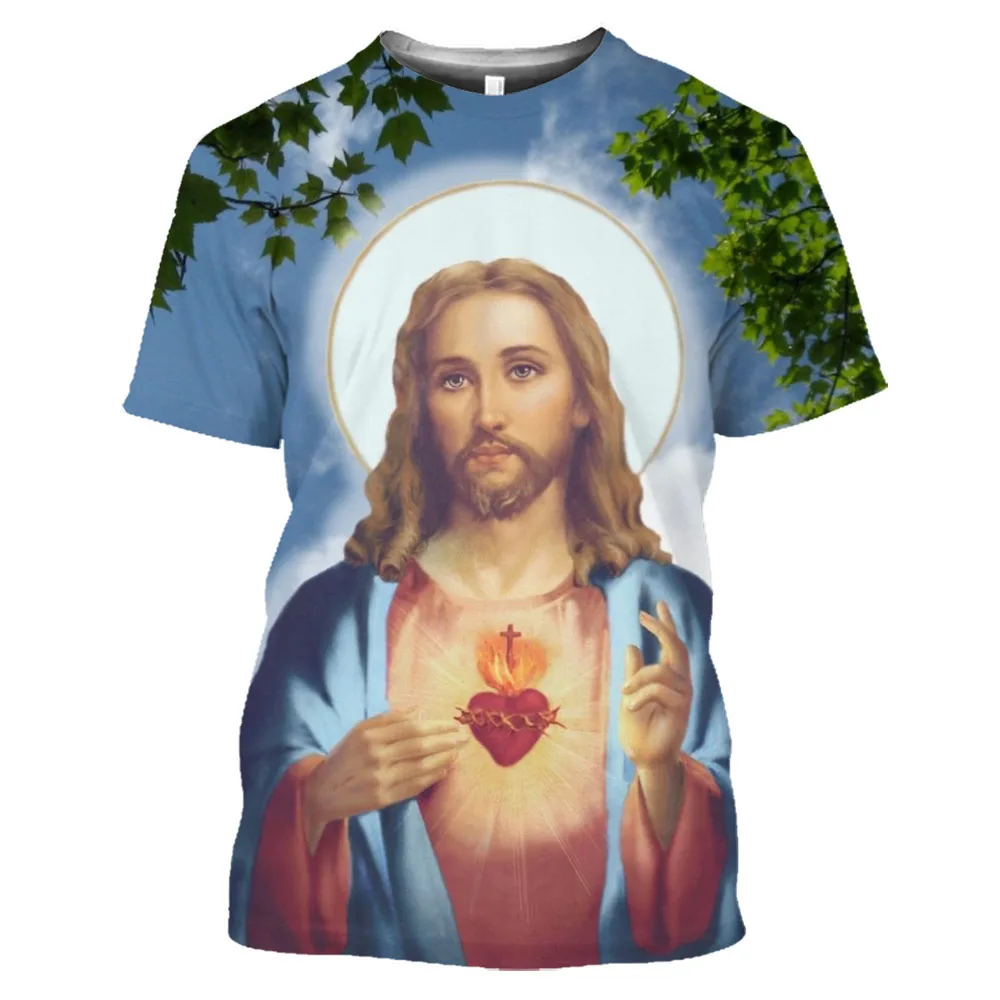 Haut graphique imprimé en 3D pour hommes, Christ Jésus, Dieu religieux, mode décontractée Harajuku, haut vintage At, respirant, grande taille, été