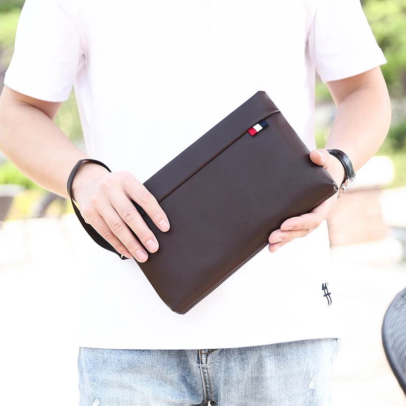 New Business Style Men's Clutch Large Wallet Soft PU Leather Male Wristlet Pack Bag Elegant Leisure Stylish Hand Bags Man Pouch