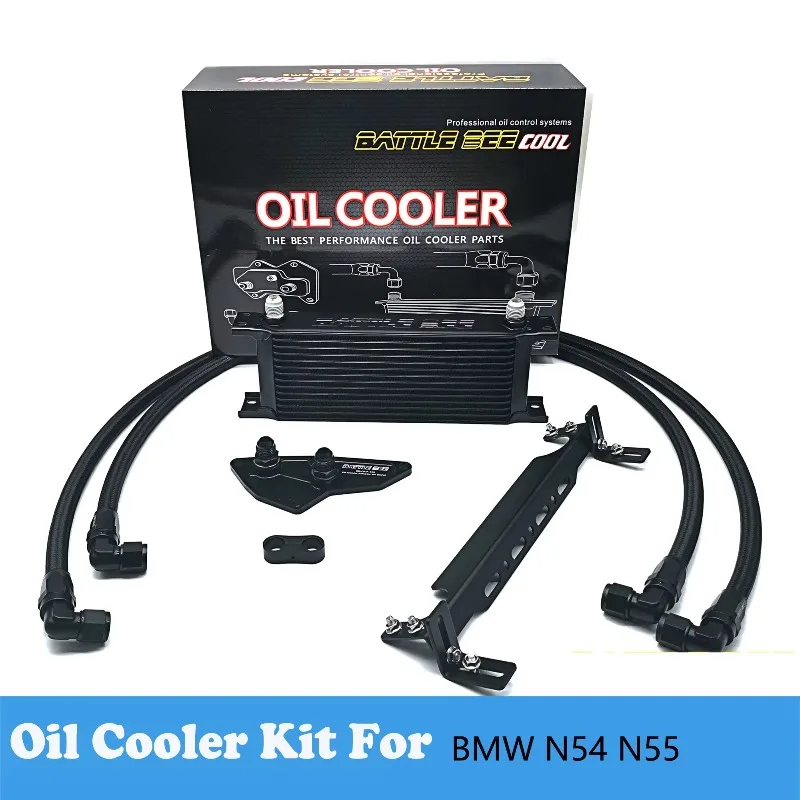 N54 Oil Cooler Kit N55 E92 E93 135i 335i 3 Series 13 Row Black for E90 Oil Cooler Aluminum OEM Radiator