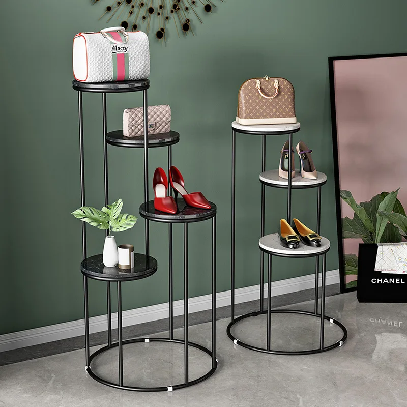 High end commercial clothing shoe gloden display rack