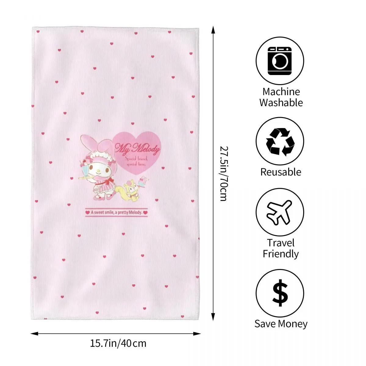 Sanrio Kawaii My Melody Bath Towel 2023 Summer Anime Microfiber Bath Towel Quick Dry for Summer Beach