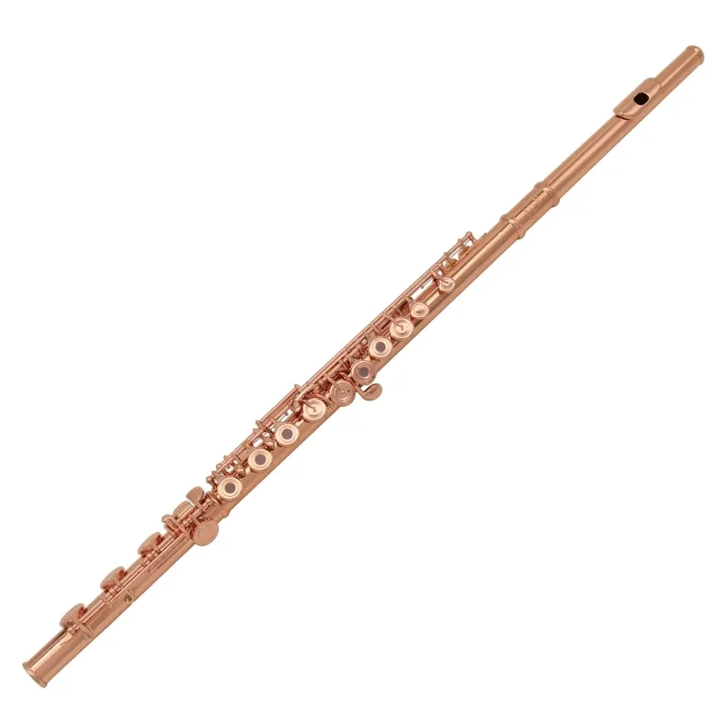 

High quality rose gold plated flute french 17key open hole b foot flute with box