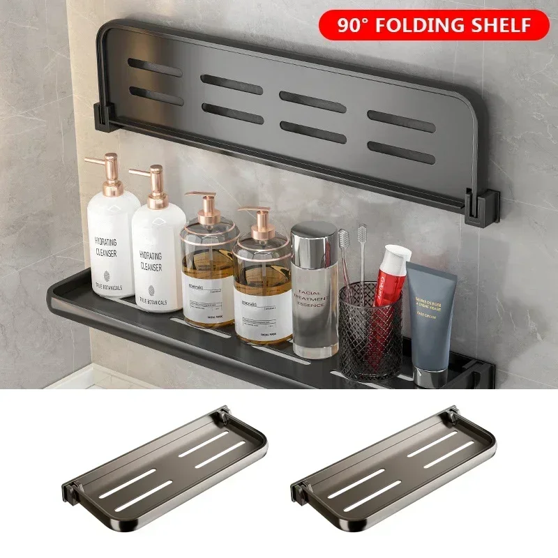 1Pcs Bathroom Storage Rack Foldable Bathroom Vanity Organiser No Hole Hanging  Kitchen Vanity Bathroom Shelf 2025 New