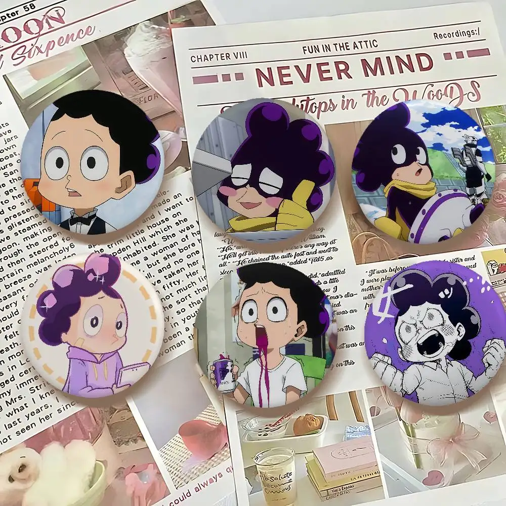 Anime Minoru Mineta Cute Premium Tinplate Round Lapel Pins: Cute Badge Brooches For Shoulder Bag Accessories, Souvenir Gifts