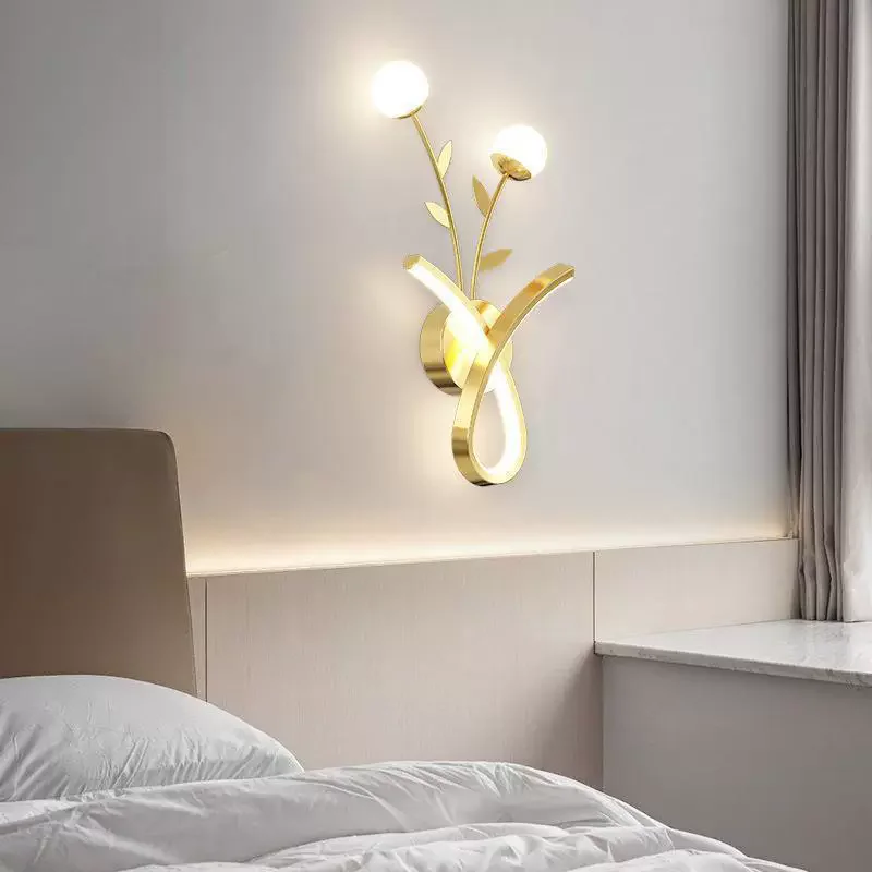 

Nordic Wall lamp Creative Living Room Background Wall Romantic Flowers Bedroom Headboard Decoration Atmosphere Lighting Fixtures