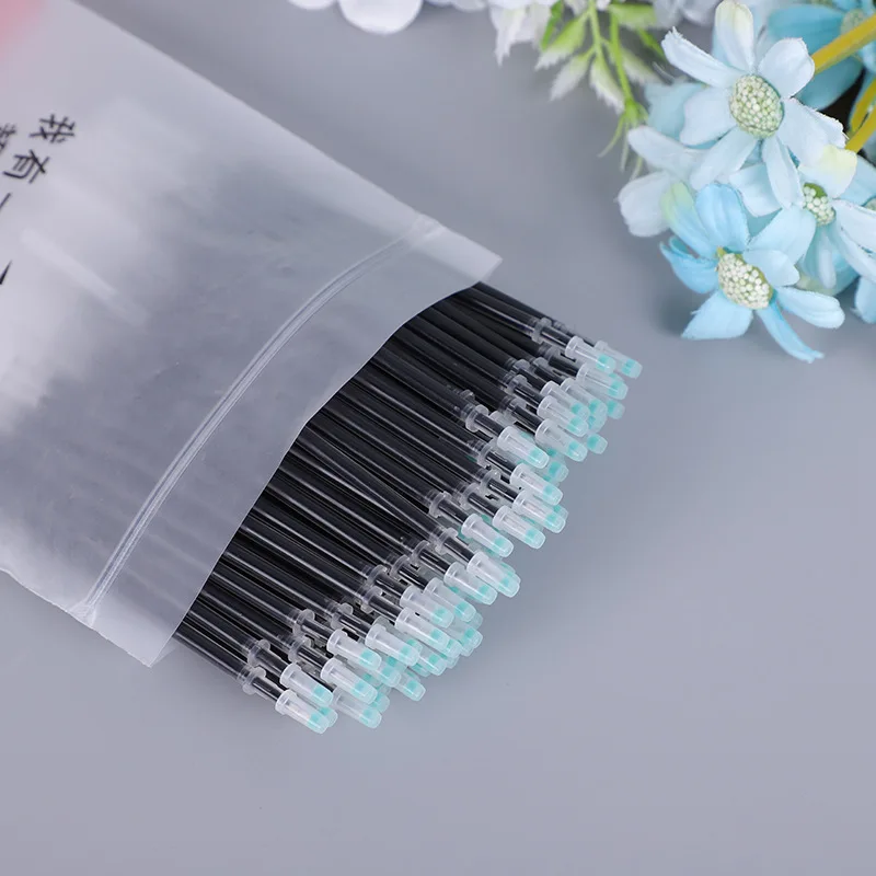 20 piezas-Bolígrafo de Gel de 0,5mm, recarga de tinta roja, azul y negra, de dos puntas, tipo oficina, material de papelería escolar, suministros de escritura