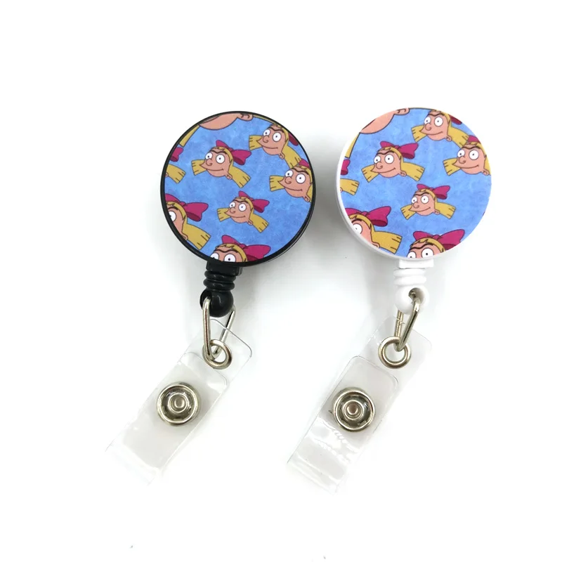 Funny Cartoon Character girl Cute Card Cover Lanyard Retractable Student Nurse Badge Reel Clip ID Card Badge Holder accessories