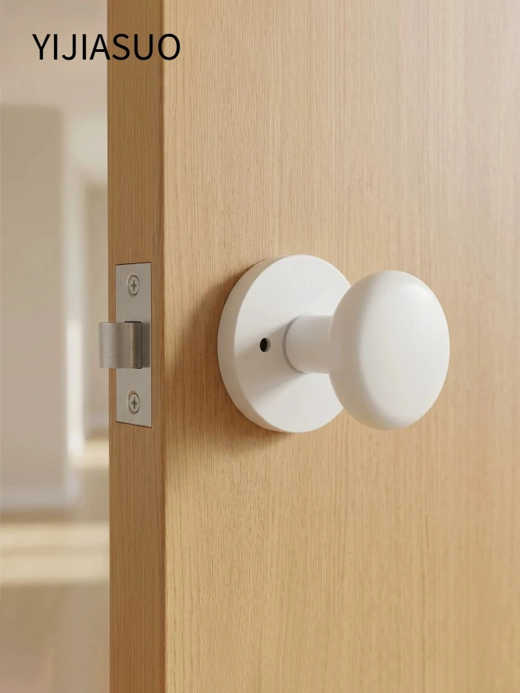 Round Bathroom Lock Bathroom Door Wooden Door Single Tongue Lock Home Bathroom Door Lock Toilet Zinc Alloy Solid Handle