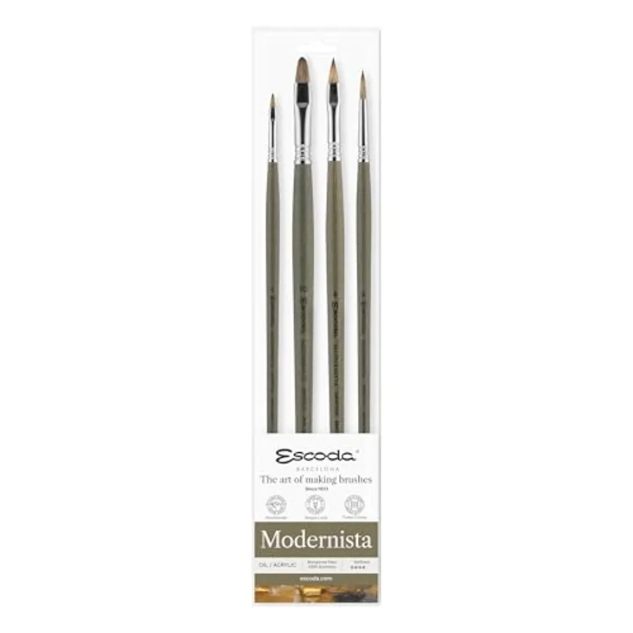 

Oil and Acrylic Brushes Set Size 4 6 8 10 Synthetic Tadami Bright Filbert Round Pointed Modernista Series