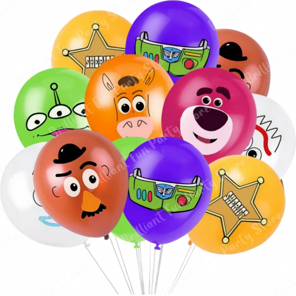 12/24pcs Disney Toy Story balon 12 cali Buzz Lightyear drzewny zestaw balonów lateksowy dla dzieci Baby Shower dekoracje na imprezę urodzinową