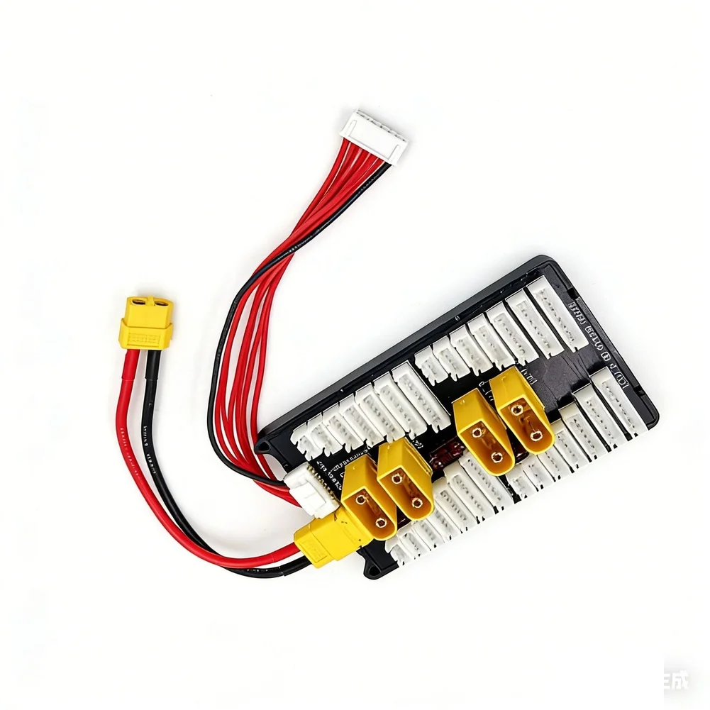 For Xt90 Parallel Charging Board For 2S-8S For Lipo Battery, 35A 4-Port Balance Adapter With 18AWG Silicone Wire & 40A Fuse For