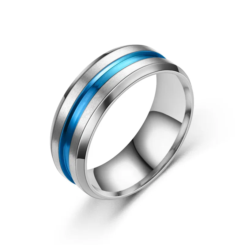 8MM Titanstahlring für Herren, schlichte Edelstahlringe, trendige Regenbogen-Rillenringe, Party-Schmuck, Accessoires, Geschenke – Detail 10