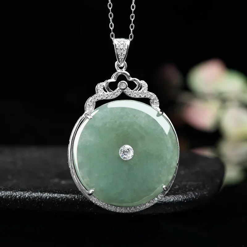 

Burmese Jade Donut Pendant Natural Pendants Necklace Amulet Jewelry Luxury Jadeite Fashion Gemstone Green 925 Silver Necklaces