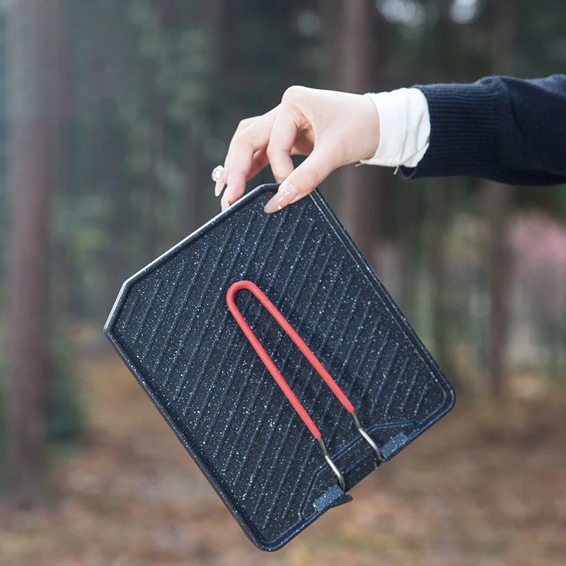 Padella per barbecue da campeggio all'aperto Padella antiaderente per uso domestico Padella per barbecue con forno a cassetta Padella portatile facile da pulire
