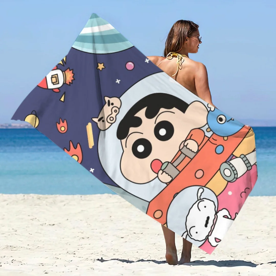 Tapiz MINISO Kawaii, crayón moderno Shin-chan, toalla de playa de Anime, protección UV, microfibra de secado rápido, adecuado para Fiesta EN LA Piscina Beac