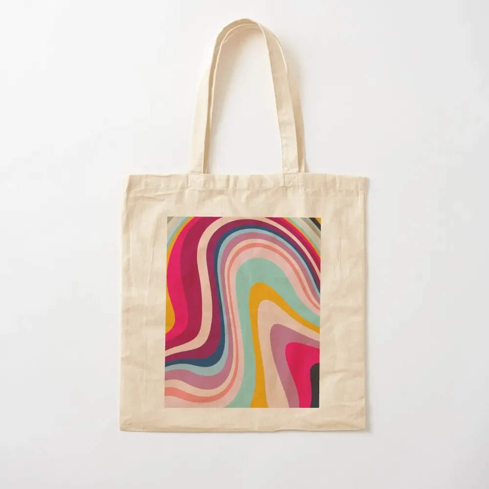 

Retro Colorful Trippy Abstract Tote Bag Women's shopper bag for beach custom fabric bag