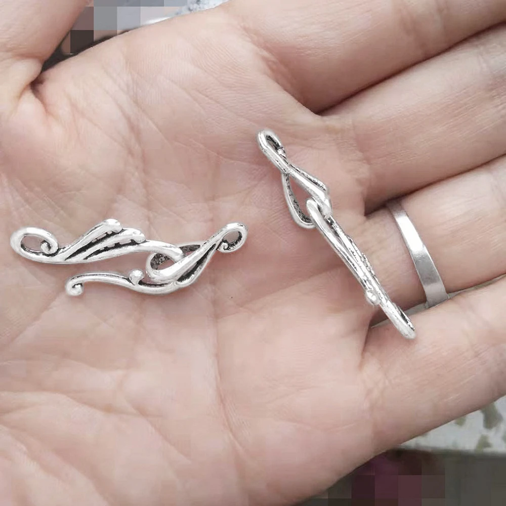 40sets Clasps Hooks Fittings Diy Jewelry Silver Alloy Wave Open Wholesales Lots Handcrafts Bracelet Necklaces Making Accessories