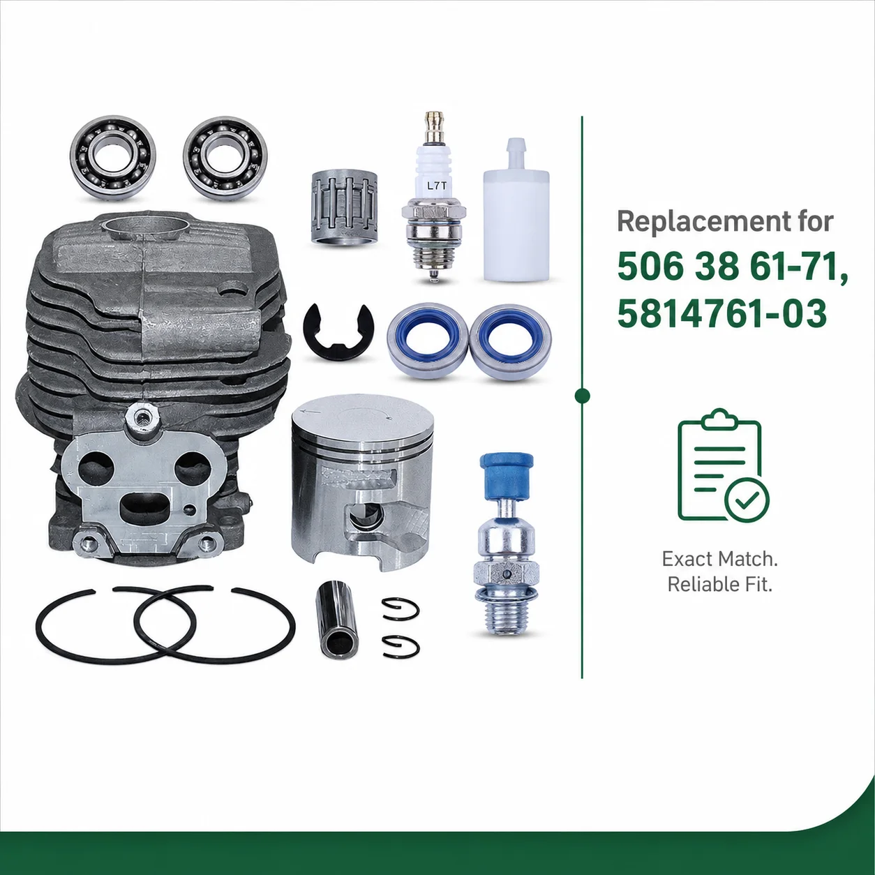 51mm Cylinder Piston Kit Tune Up Kit with Spark Plug For Husqvarna Partner K750 K760 Cutoff Concrete Saw Replaces 5814761-03