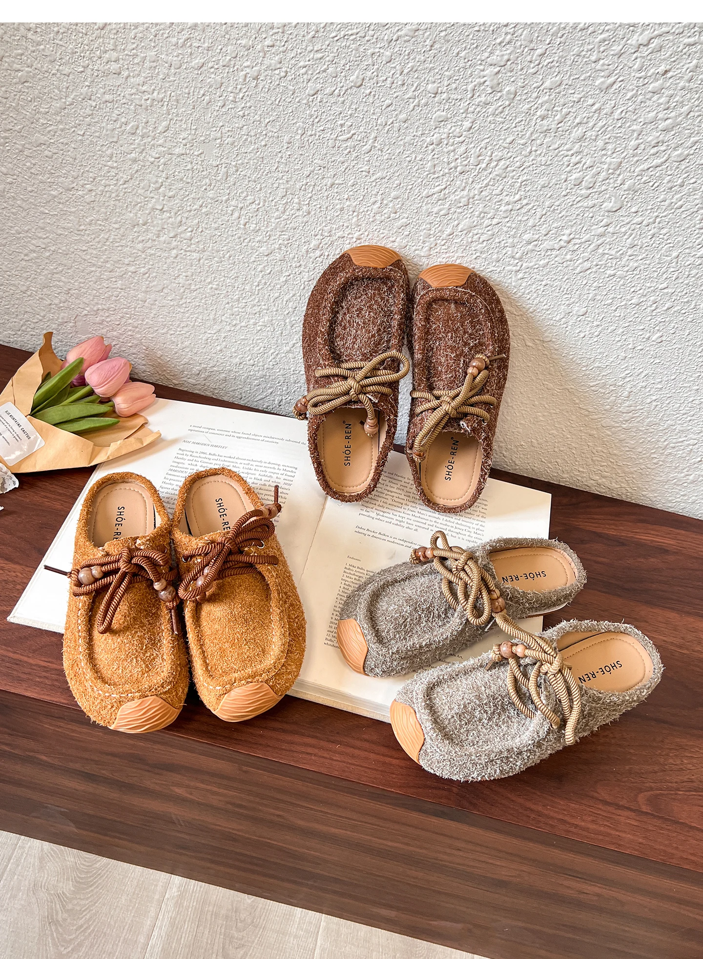 Retro Platform Slip-On Lazy Half Slippers Women Clogs Cork Insole Sandals With Arch Support Outdoor-Wearable Closed-Toe Mules