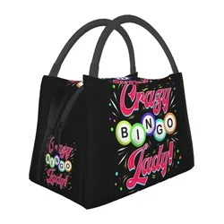 Gioco fortunato personalizzato Crazy Bingo Lady Giocatore d'azzardo Borse per il pranzo Borsa per il pranzo isolata calda più fresca delle donne per i viaggi in ufficio