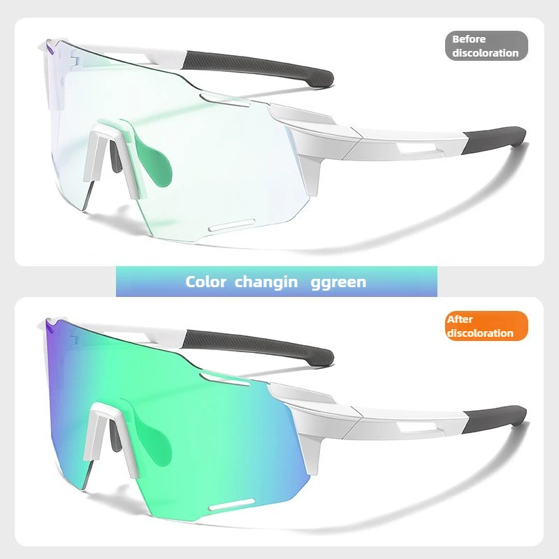 Fahrradbrille, großer Rahmen, farbwechselnde Outdoor-Sonnenbrille, Laufen, winddicht, sandbeständig, UV-Strahlen